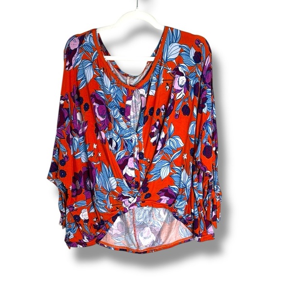 Free People Keepen’ On Floral Stretch Jersey Slouchy Top Size Large - Picture 1 of 7
